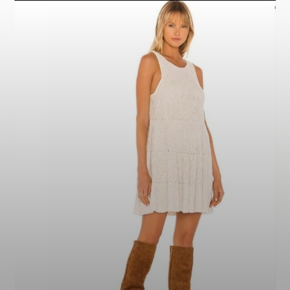 Free People Waterfall Ruffle Sweater Dress Large Cream - Picture 2 of 6